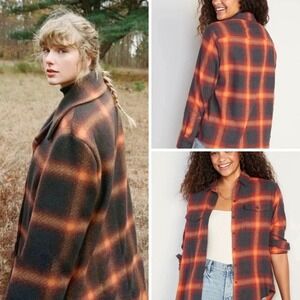 Old Navy‎ Womens The Boyfriend Flannel Shirt Size M ASO Swiftie Evermore Country
